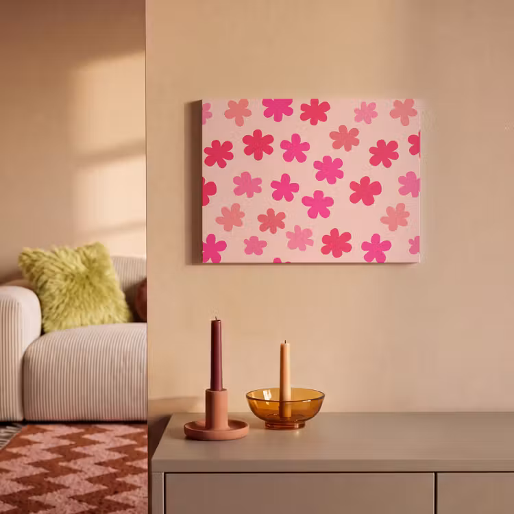 Akoestisch schilderij - Bloemen - Patroon - Roze — 2