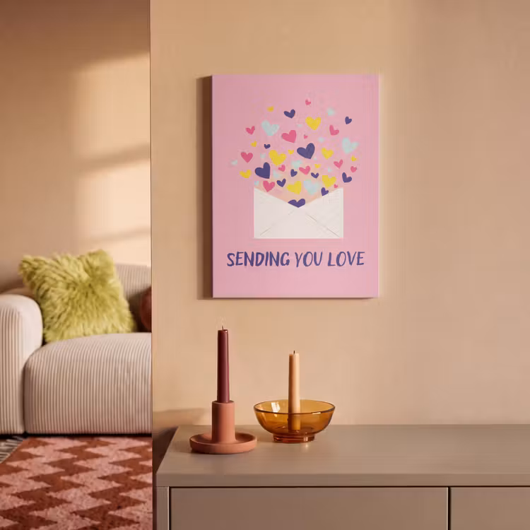 Akoestisch schilderij - Envelop - Love - Hartjes - Valentijn — 2