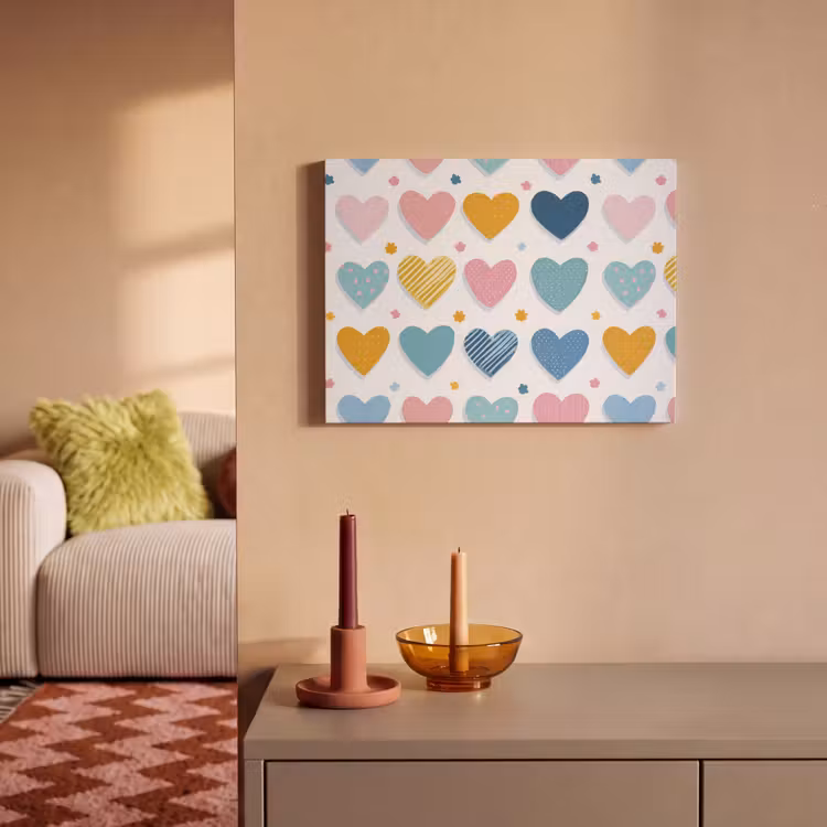 Akoestisch schilderij - Hartjes - Pastel - Patroon — 2