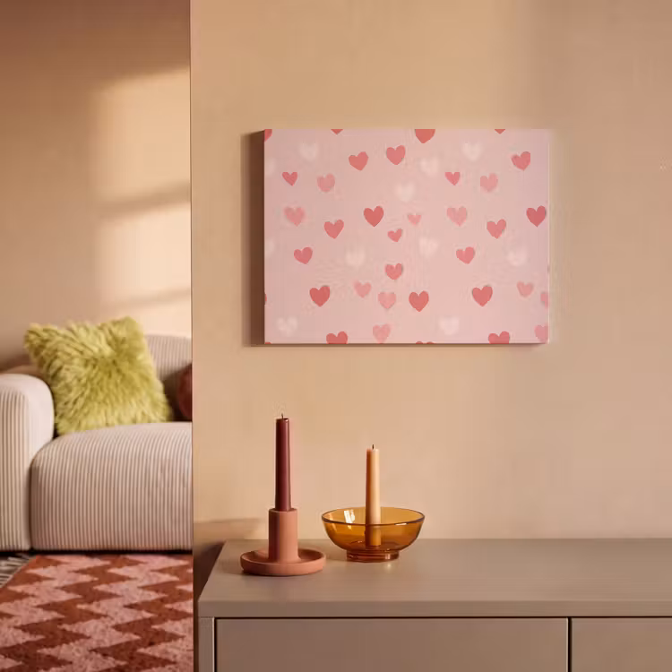 Akoestisch schilderij - Hartjes - Patroon - Roze — 2