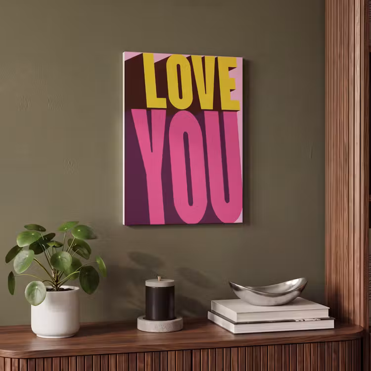 Akoestisch schilderij - Love - Tekst - Roze - Valentijn — 4