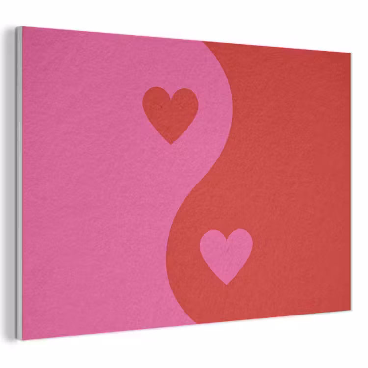 Akoestisch schilderij - Minimalistisch - Rood - Roze - Hartjes — 1