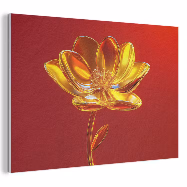 Akoestisch schilderij - Bloem - Goud - Glazen — 1