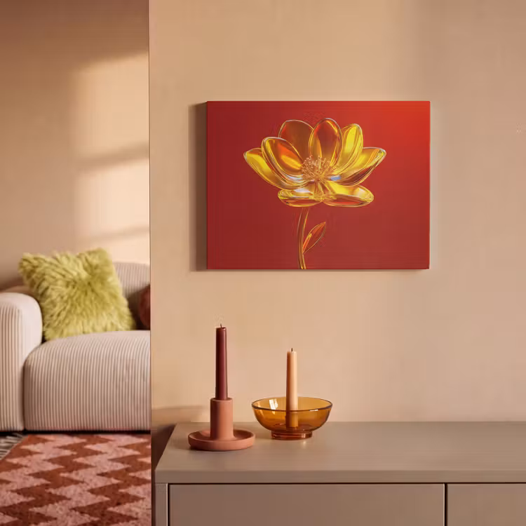 Akoestisch schilderij - Bloem - Goud - Glazen — 2