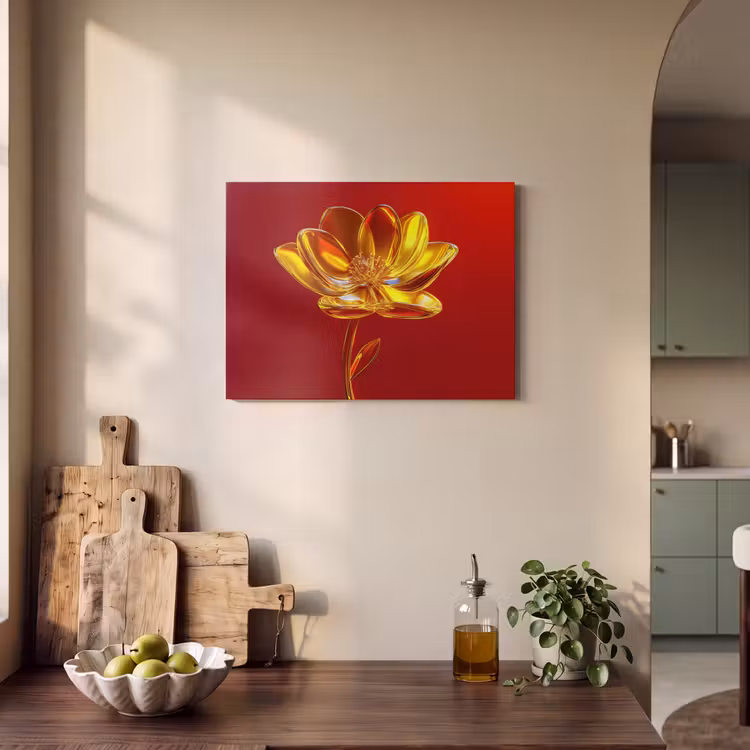 Akoestisch schilderij - Bloem - Goud - Glazen — 3