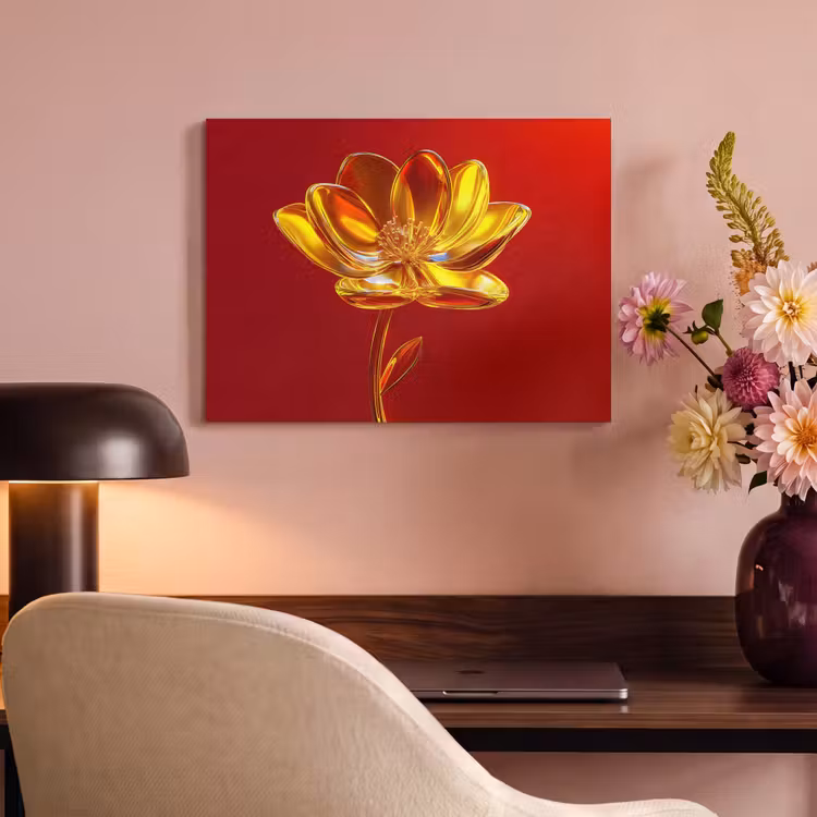 Akoestisch schilderij - Bloem - Goud - Glazen — 4