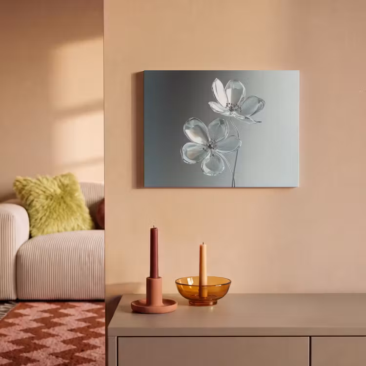 Akoestisch schilderij - Kristal - Bloemen - Grijs — 2