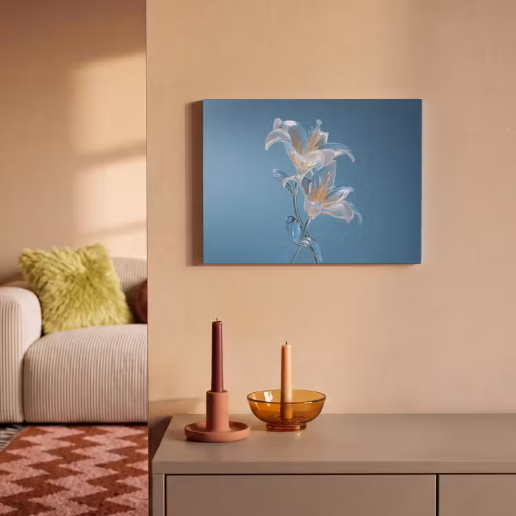 Akoestisch schilderij - Lelies - Blauw - Glazen — 2