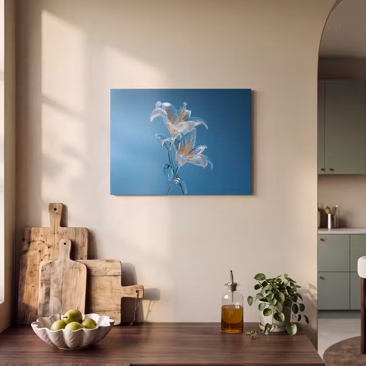 Akoestisch schilderij - Lelies - Blauw - Glazen — 3