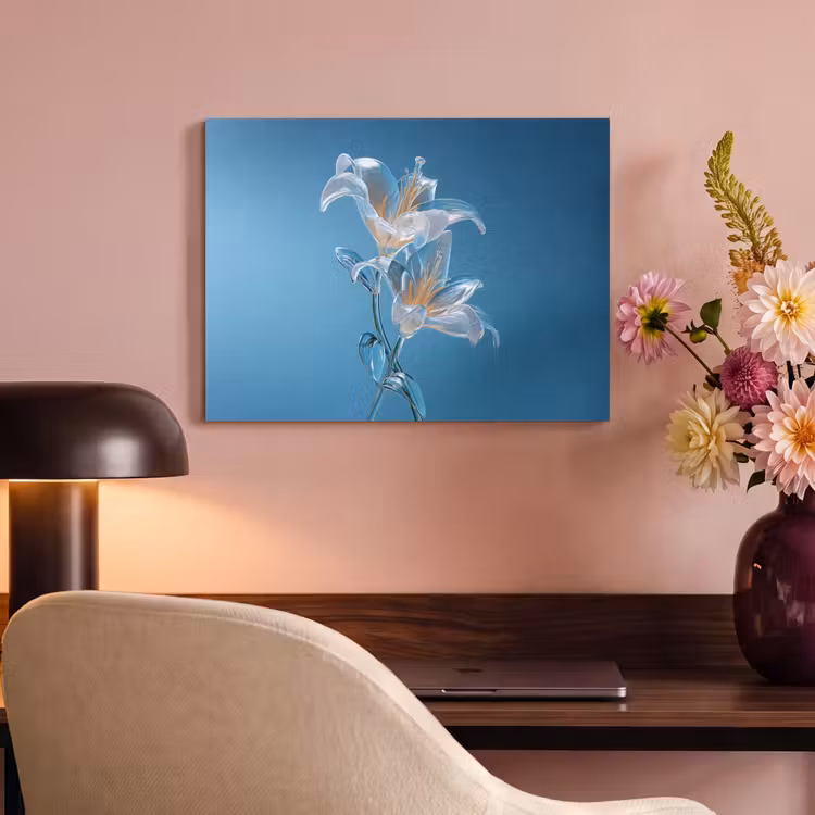Akoestisch schilderij - Lelies - Blauw - Glazen — 4
