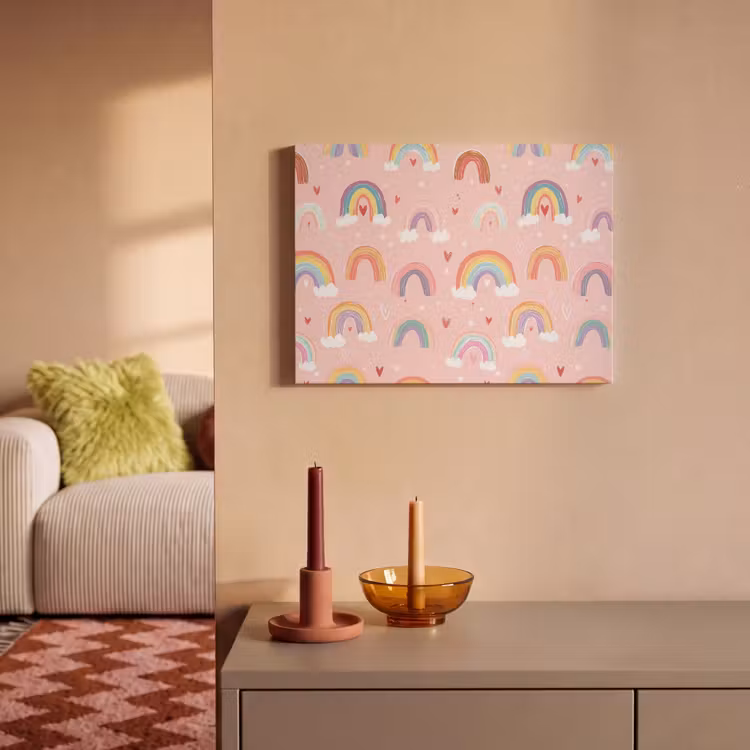 Akoestisch schilderij - Regenboog - Patroon - Pastel — 2