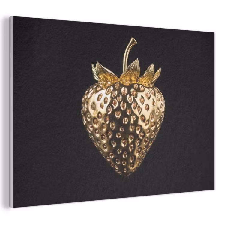 Akoestisch schilderij - Aardbei - Goud - Zwart - Chrome — 1