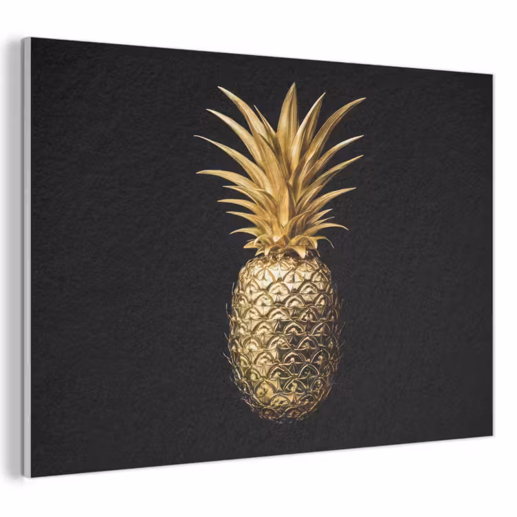 Akoestisch schilderij - Ananas - Zwart - Goud - Luxe — 1