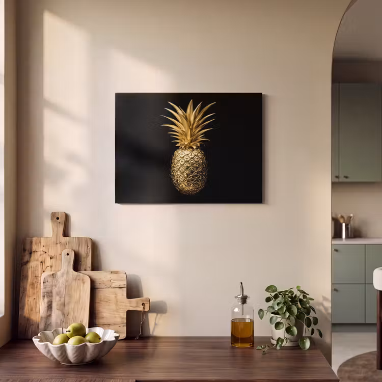 Akoestisch schilderij - Ananas - Zwart - Goud - Luxe — 3