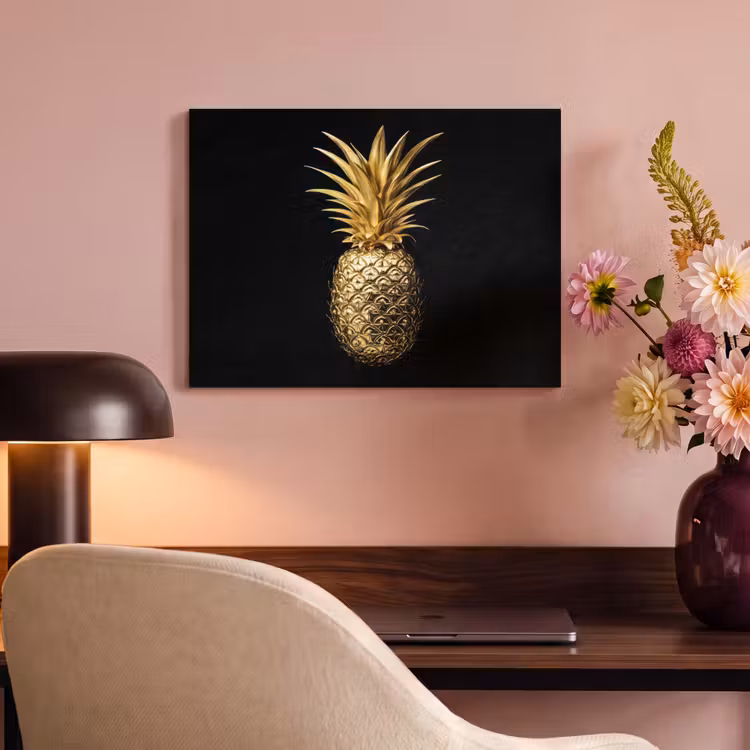 Akoestisch schilderij - Ananas - Zwart - Goud - Luxe — 4