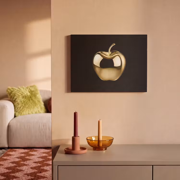 Akoestisch schilderij - Appel - Goud - Chrome - Zwart — 2