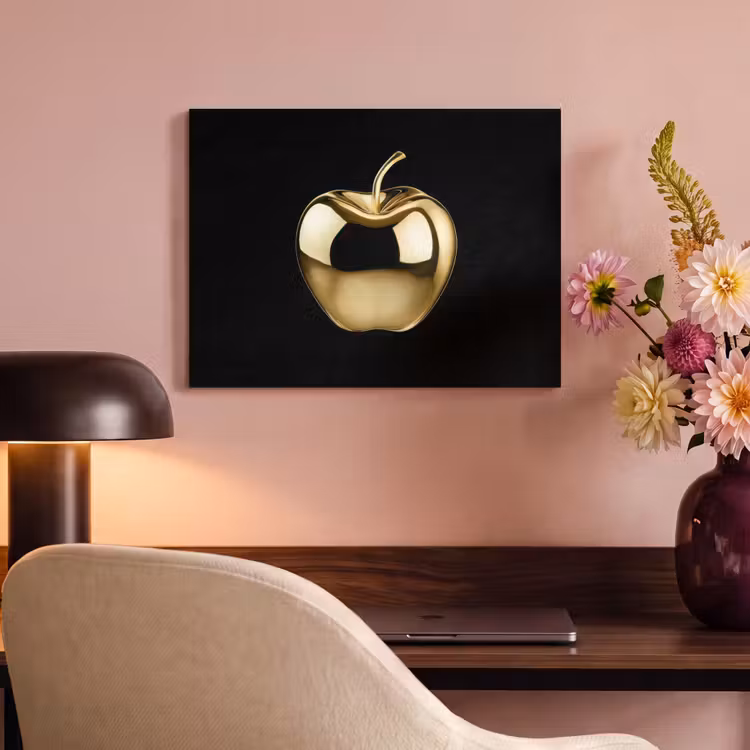 Akoestisch schilderij - Appel - Goud - Chrome - Zwart — 4