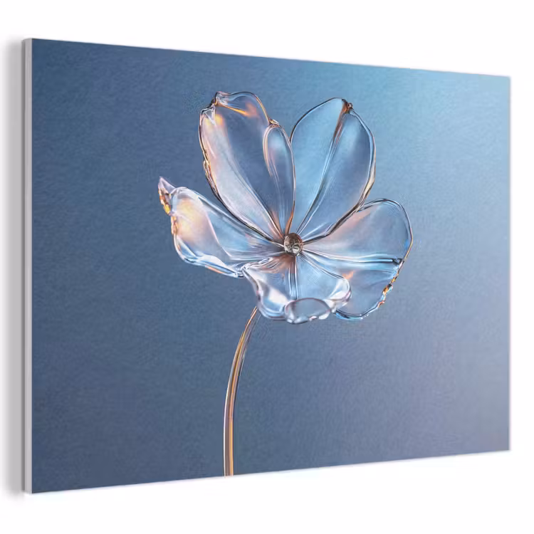 Akoestisch schilderij - Blauw - Bloem - Glazen - Sierlijk — 1