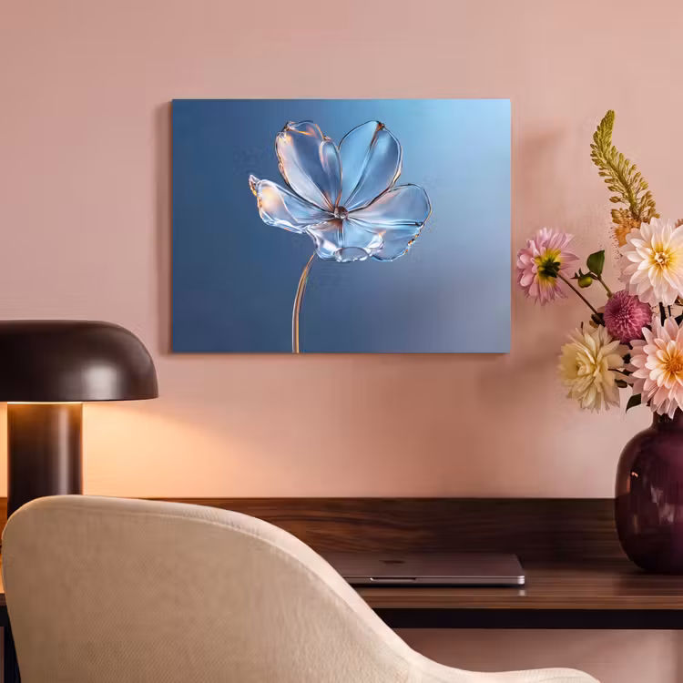 Akoestisch schilderij - Blauw - Bloem - Glazen - Sierlijk — 4