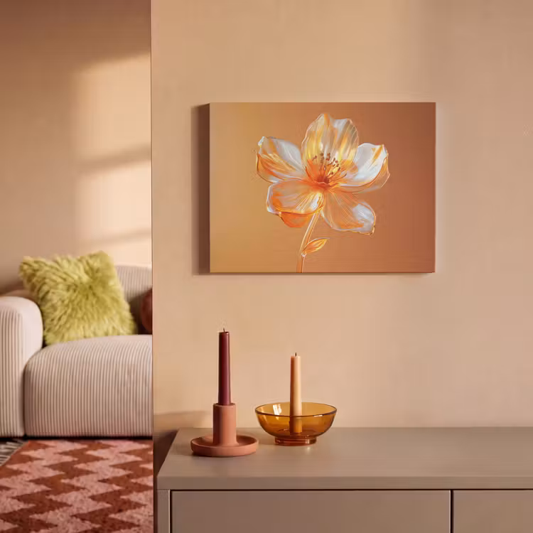 Akoestisch schilderij - Glazen - Bloem - Oranje — 2