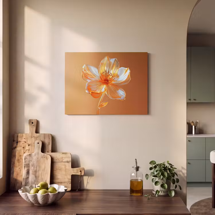 Akoestisch schilderij - Glazen - Bloem - Oranje — 3