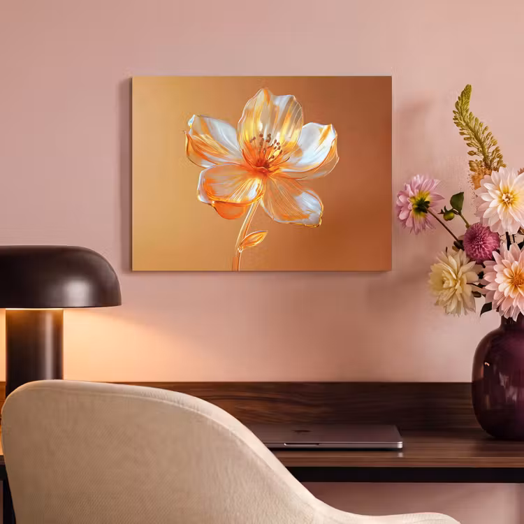 Akoestisch schilderij - Glazen - Bloem - Oranje — 4