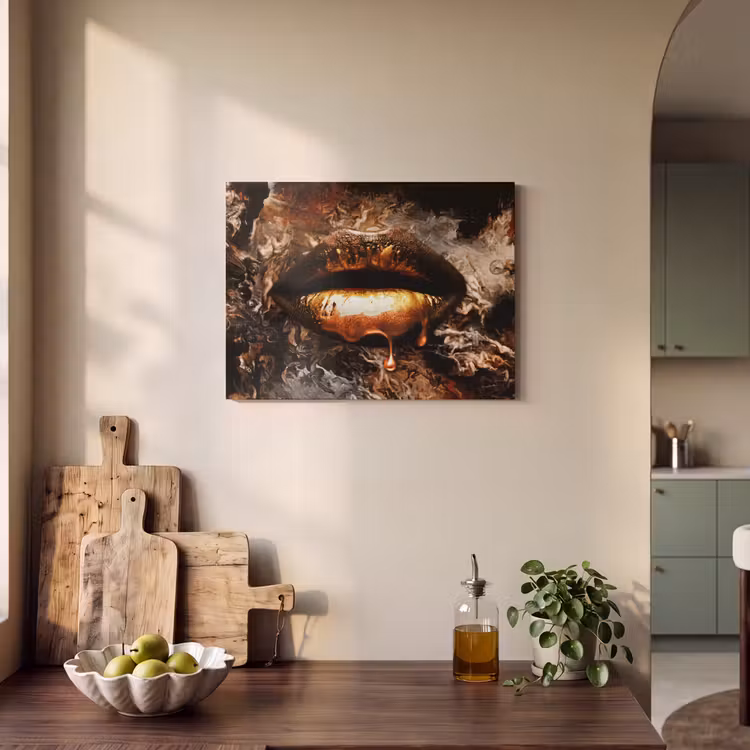 Akoestisch schilderij - Goud - Lippen - Kunst — 3