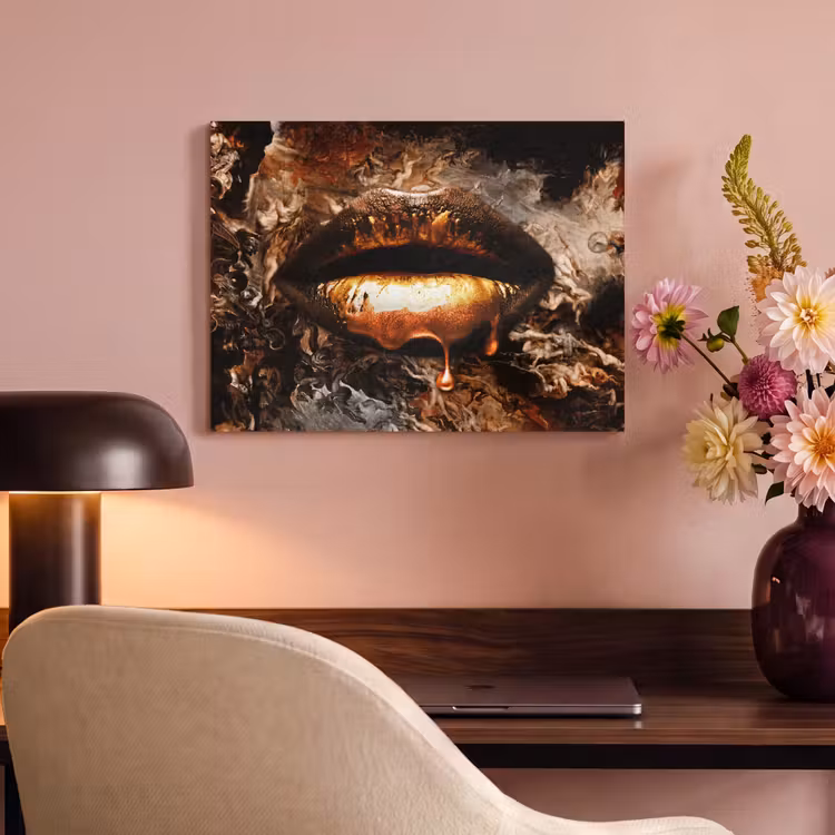 Akoestisch schilderij - Goud - Lippen - Kunst — 4