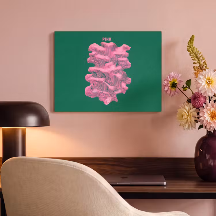 Akoestisch schilderij - Abstract - Pink - Lijnen - Groen — 4