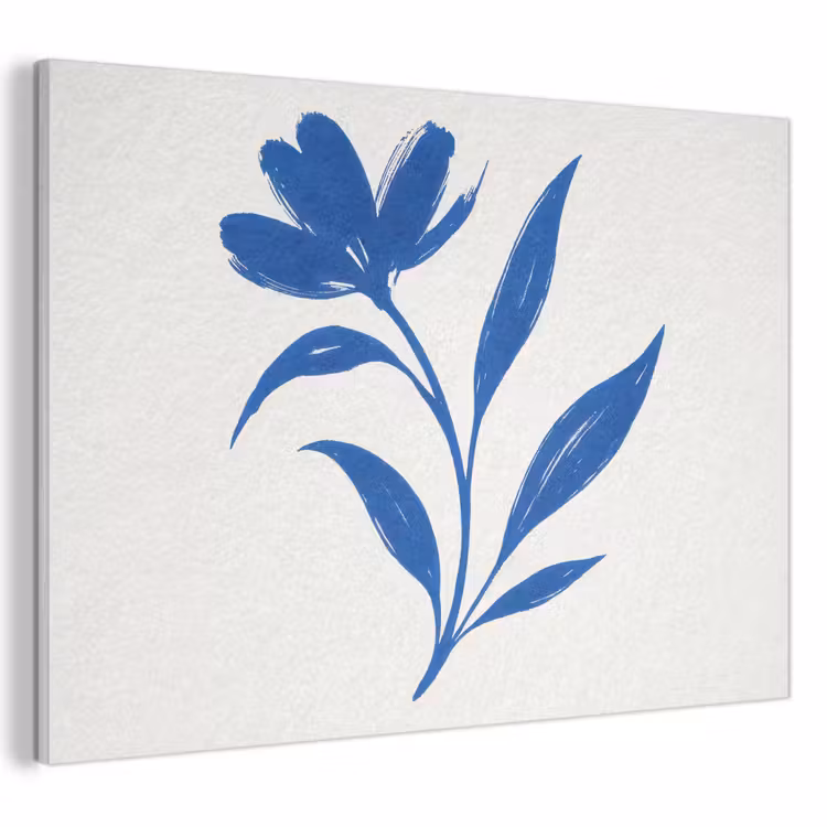 Akoestisch schilderij - Bloem - Blaadjes - Minimalistisch - Blauw — 1
