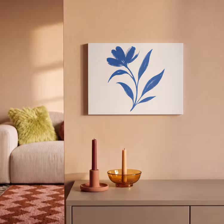 Akoestisch schilderij - Bloem - Blaadjes - Minimalistisch - Blauw — 2