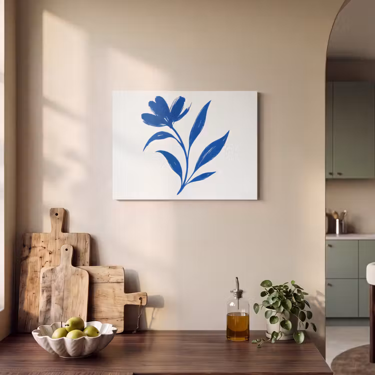 Akoestisch schilderij - Bloem - Blaadjes - Minimalistisch - Blauw — 3