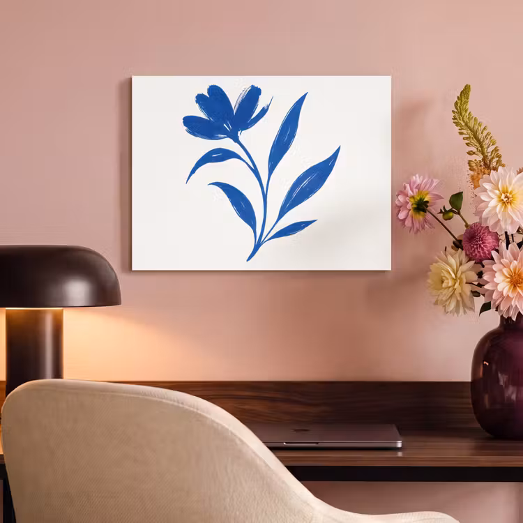Akoestisch schilderij - Bloem - Blaadjes - Minimalistisch - Blauw — 4