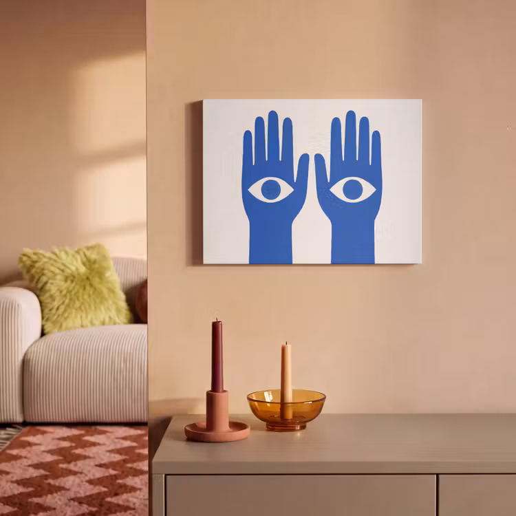 Akoestisch schilderij - Handen - Twee - Ogen - Blauw — 2