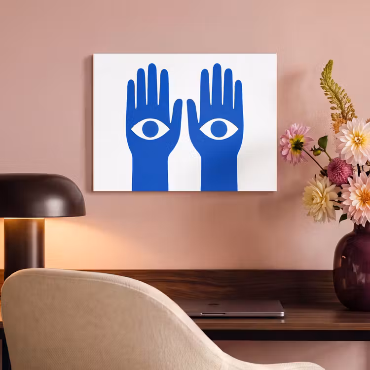 Akoestisch schilderij - Handen - Twee - Ogen - Blauw — 4