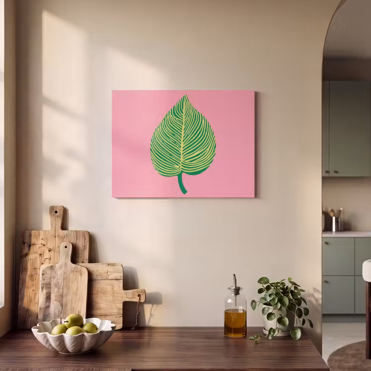 Akoestisch schilderij - Illustratie - Blad - Minimalistisch - Groen — 3