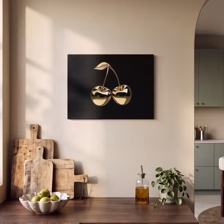 Akoestisch schilderij - Kersen - Zwart - Goud - Chrome — 3