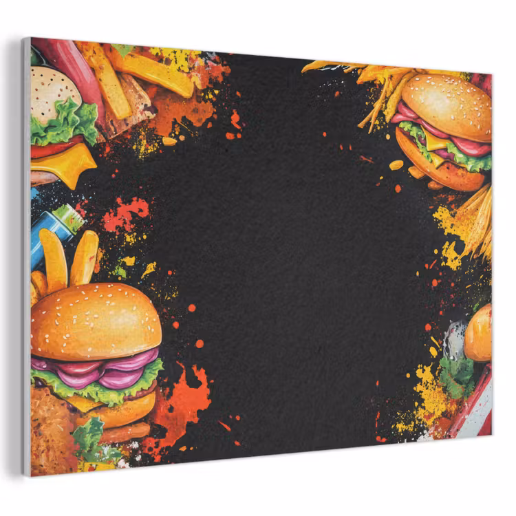 Akoestisch schilderij - Fastfood - Graffiti - Hamburger - Eten - Modern — 1