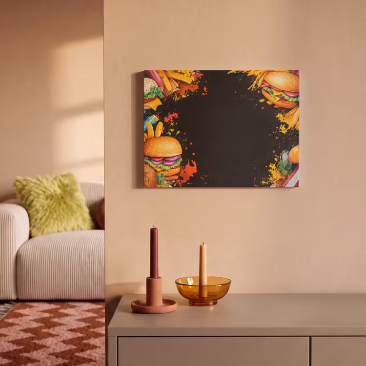 Akoestisch schilderij - Fastfood - Graffiti - Hamburger - Eten - Modern — 2