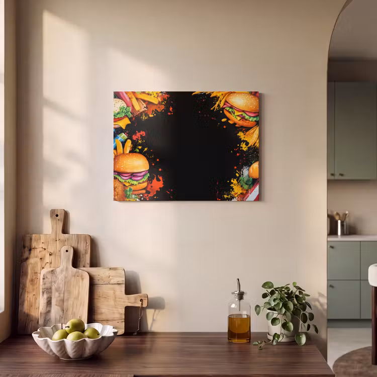 Akoestisch schilderij - Fastfood - Graffiti - Hamburger - Eten - Modern — 3
