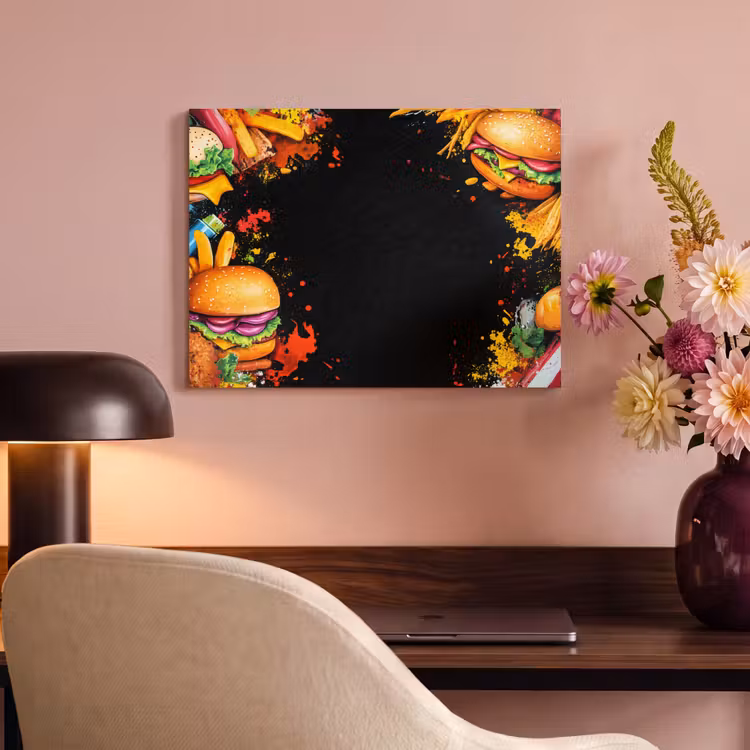Akoestisch schilderij - Fastfood - Graffiti - Hamburger - Eten - Modern — 4