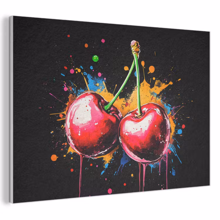 Akoestisch schilderij - Kersen - Fruit - Graffiti - Verf - Abstract - Modern - Kleurrijk — 1