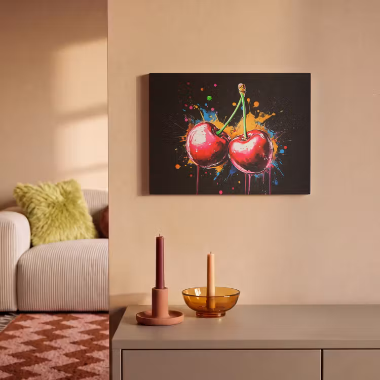 Akoestisch schilderij - Kersen - Fruit - Graffiti - Verf - Abstract - Modern - Kleurrijk — 2