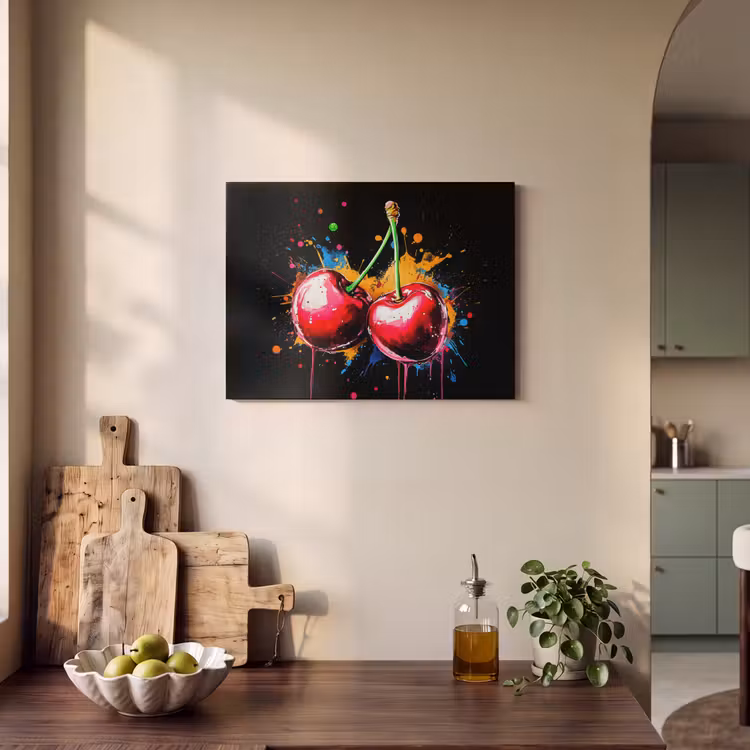 Akoestisch schilderij - Kersen - Fruit - Graffiti - Verf - Abstract - Modern - Kleurrijk — 3