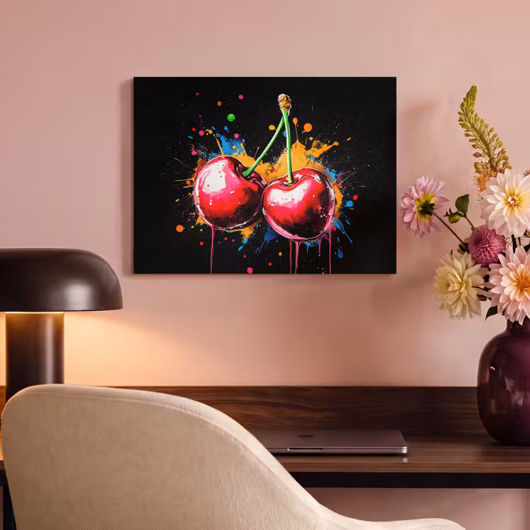 Akoestisch schilderij - Kersen - Fruit - Graffiti - Verf - Abstract - Modern - Kleurrijk — 4