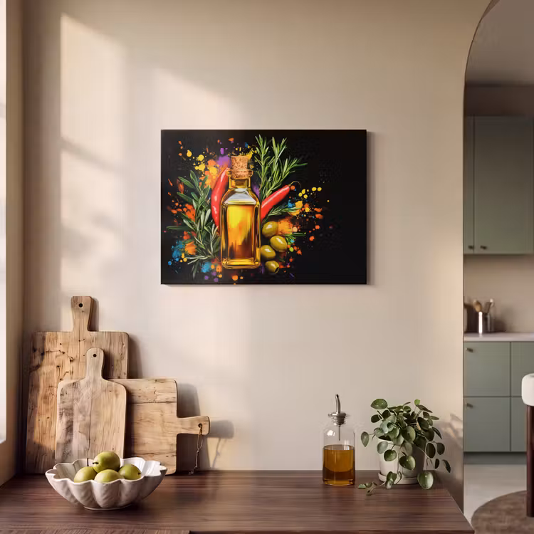 Akoestisch schilderij - Olijfolie - Graffiti - Peper - Olijven - Modern — 3