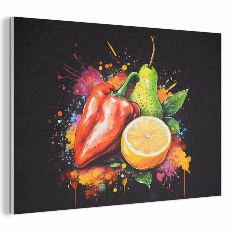 Akoestisch schilderij - Paprika - Peer - Citroen - Graffiti - Verf - Abstract — 1