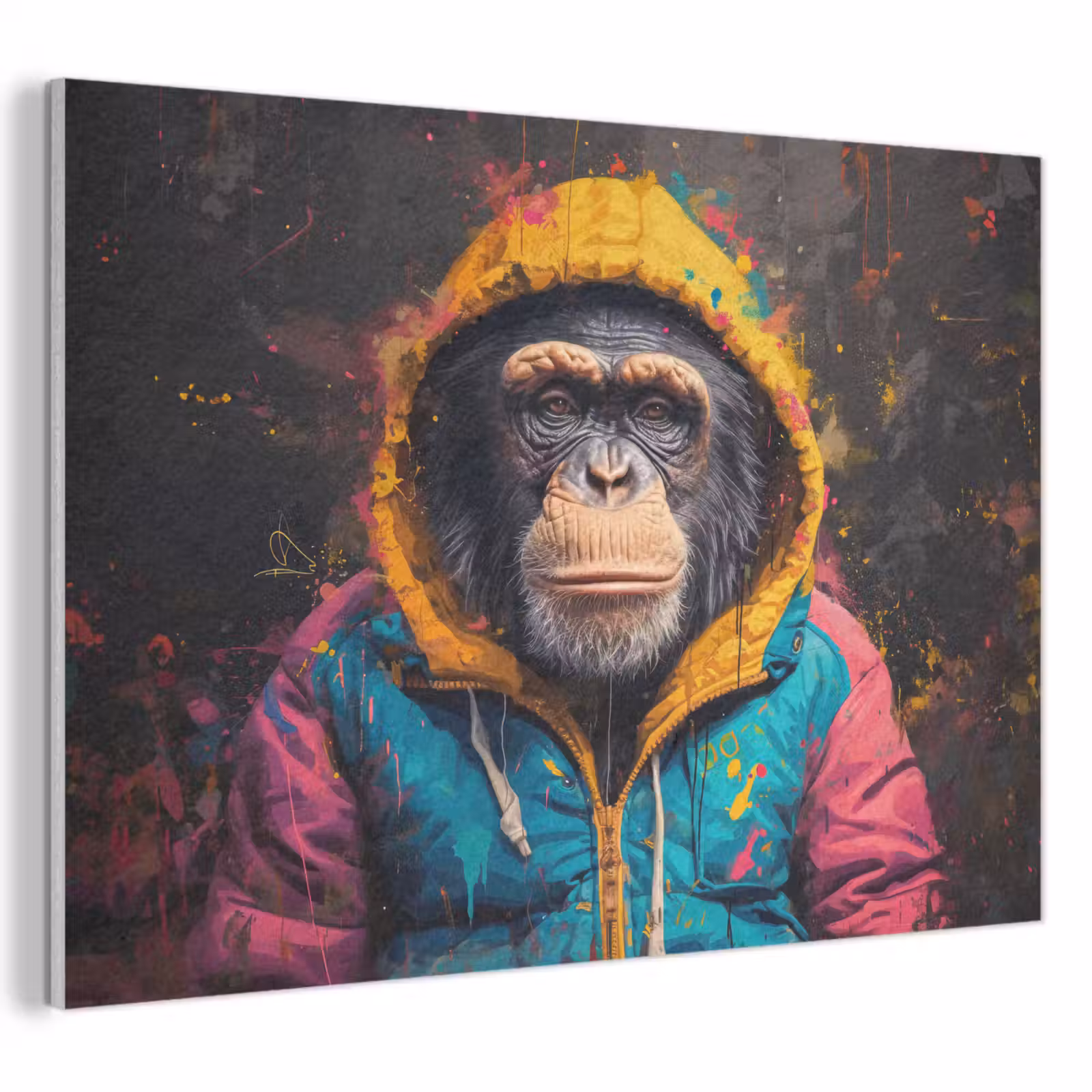 Akoestisch schilderij - Graffiti - Chimpansee - Jas - Aap - Verf — 1