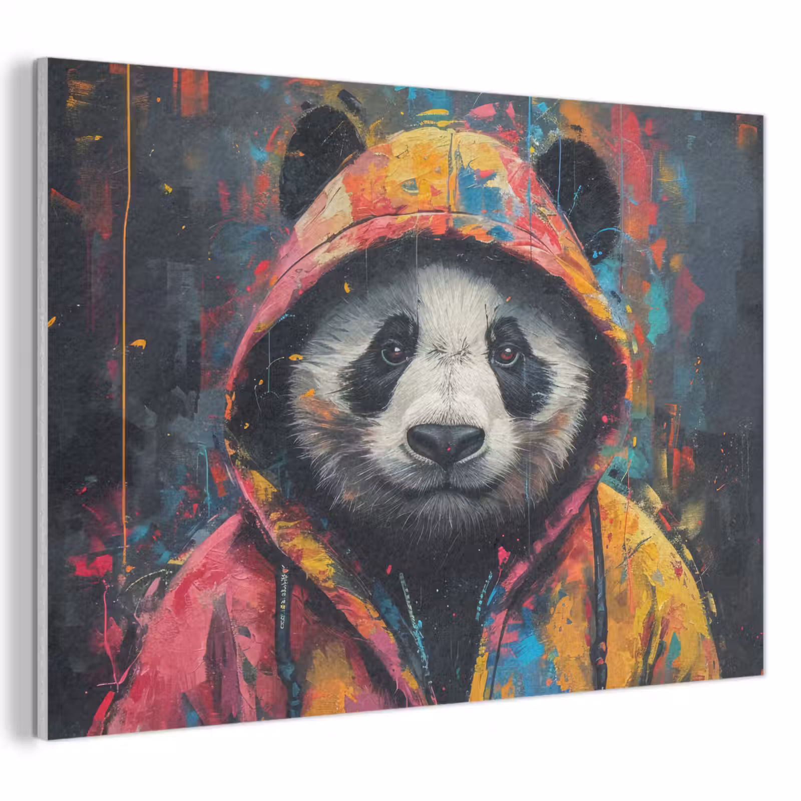 Akoestisch schilderij - Graffiti - Panda - Jas - Kleurrijk — 1