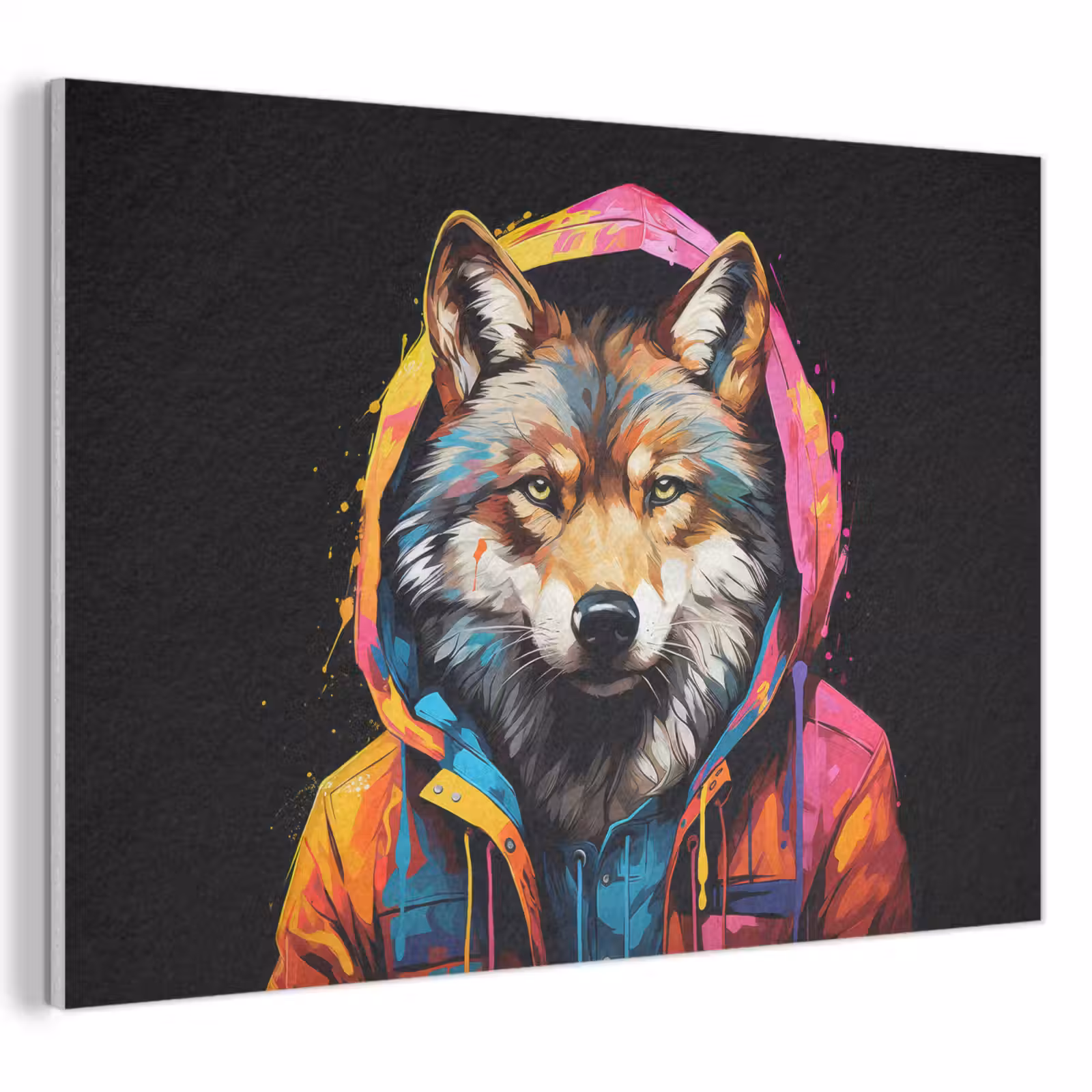 Akoestisch schilderij - Graffiti - Wolf - Jas - Zwart — 1